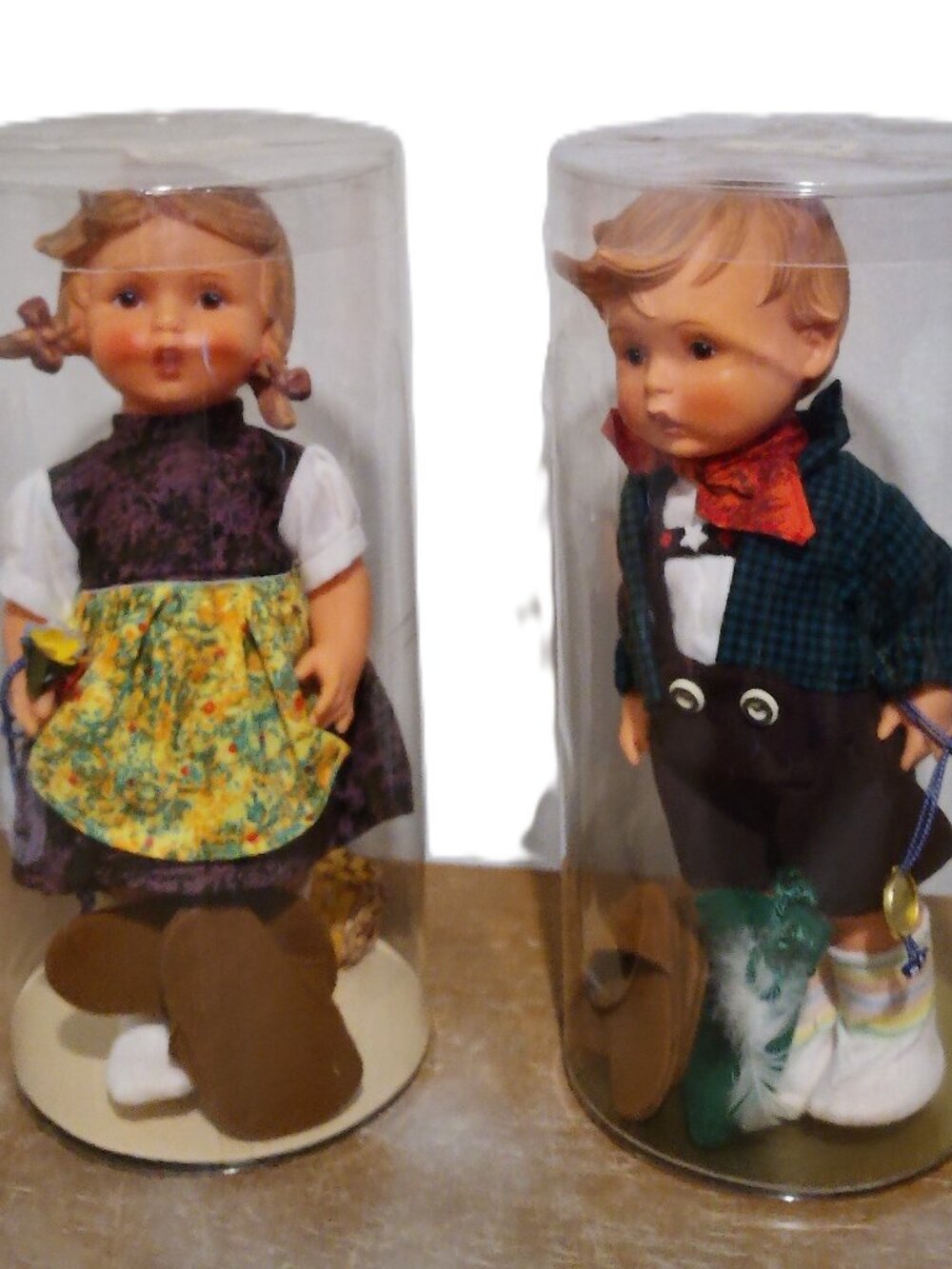 Girl and boy Gobel dolls in original containers